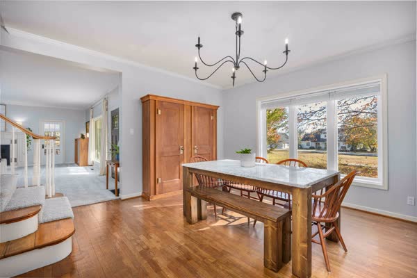 Dining room with chandelier